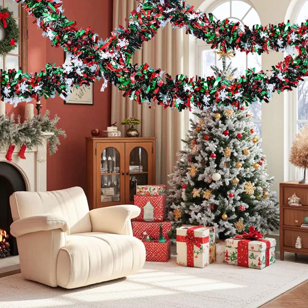 2M Hiasan Garland Natal Berwar - Tinsel Garland Decoration ulasan dan harga