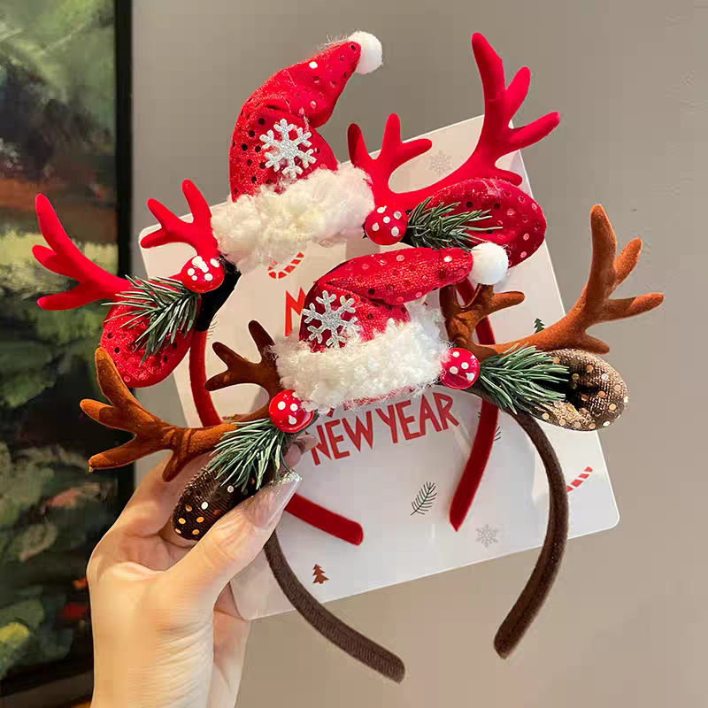 Bando Natal Lucu dengan Hiasan - Reindeer Antlers Headband ulasan dan harga