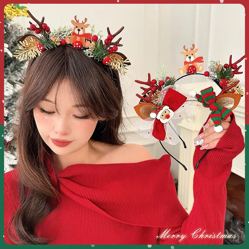 Bando Natal Lucu dengan Hiasan - Reindeer Antlers Headband ulasan dan harga